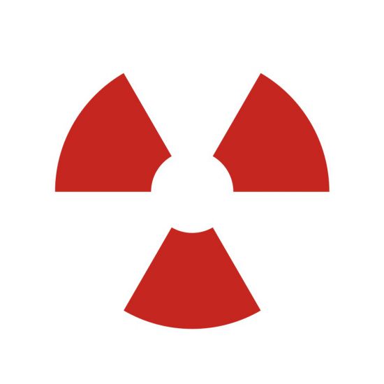 Znak BHP - piktogram ostrzegawczy do oznakowania zamkniętego źródła promieniowania