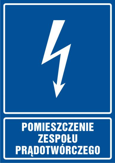 Znak elektryczny - pomieszczenie zespołu prądotwórczego - pionowy