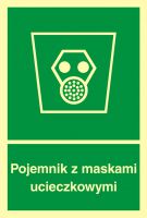 Znak ewakuacyjny - pojemnik z maskami ucieczkowymi